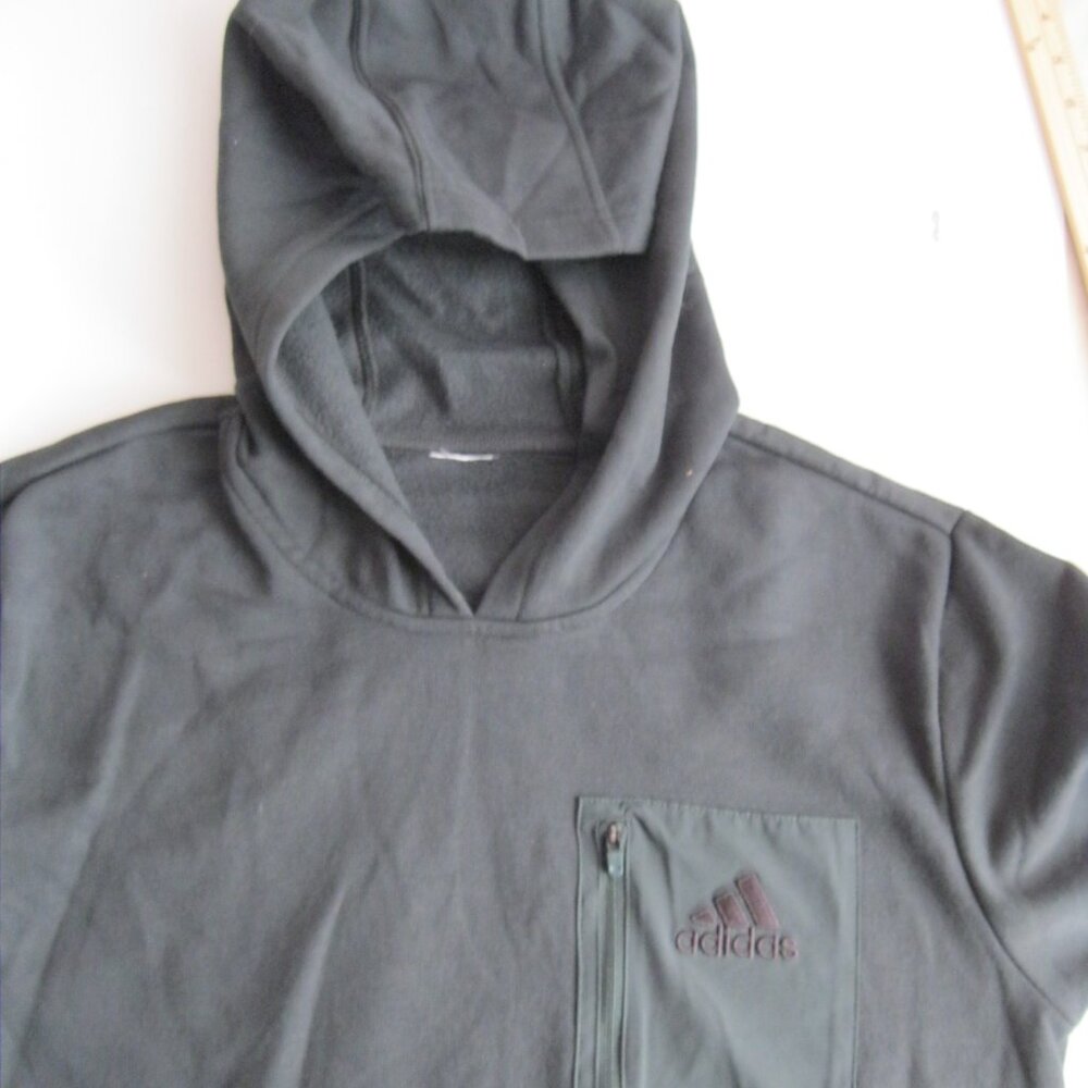 Adidas Men Embroidered logo chest Pocket Hoodie w/ Kangaroo pocket Green S (1475